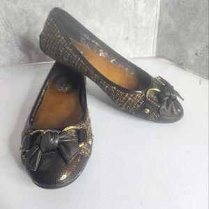 Sperry Top Sider Women's Brown Woven Bow Slip On Ballet Flats Shoes 7M